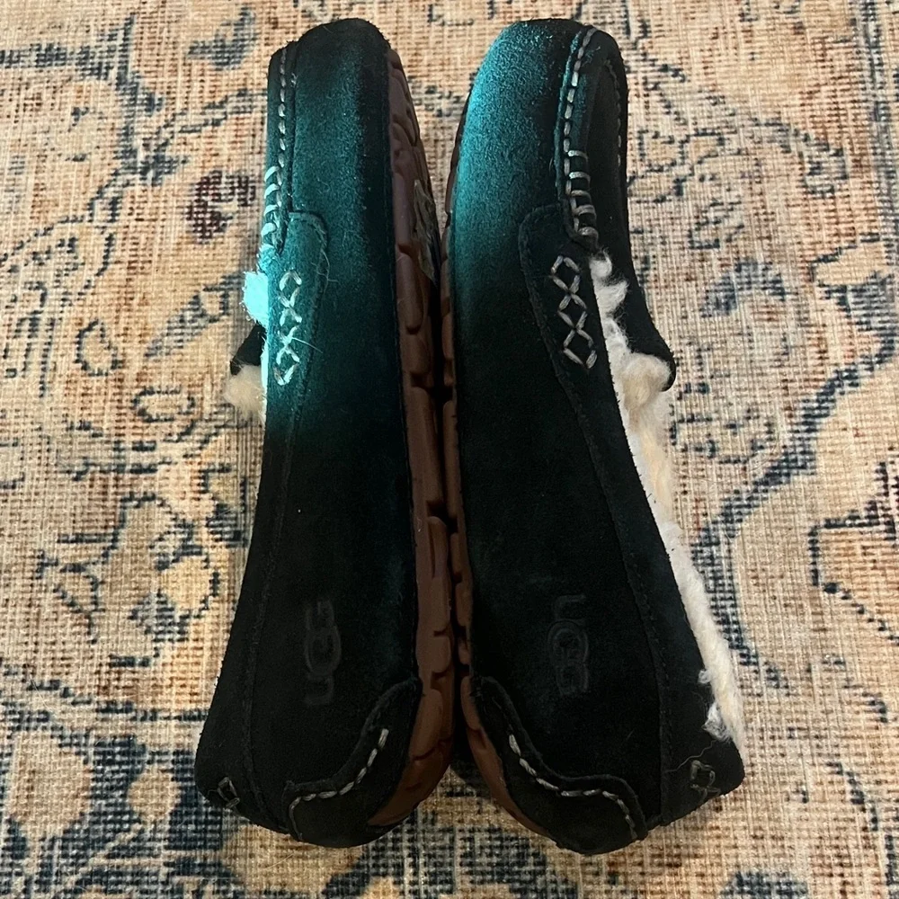UGG Black Suede Moccasin Slippers size 5